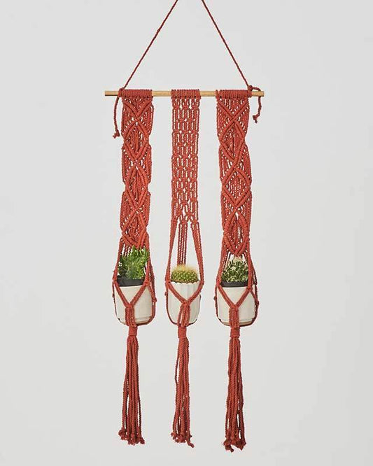 Leon Macrame Plant Holder | Tile Red